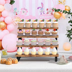 Cupcake Display Stand, 4 Tier Wooden Dessert Stand, Rustic Brown in Rustic Brown, alternate view 2
