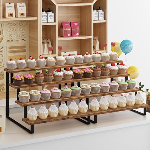 Cupcake Display Stand, 4 Tier Wooden Dessert Stand, Rustic Brown in Rustic Brown, alternate view 4