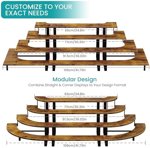 Cupcake Display Stand, 4 Tier Wooden Dessert Stand, Rustic Brown in Rustic Brown, alternate view 6