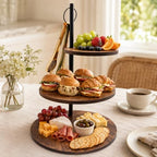 Cupcake Stand 2 Pack, Dessert Table Display Set with 3 Tier Serving Tray and Gold Serving Tongs, Wooden Cake, alternate view