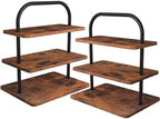 Cupcake Stand, 2 Pack Large 3 Tier Wood Cupcake Tower, Holds 50 Cupcakes in Rustic Brown