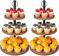Cupcake Stand, 2 Pack Rustic Wood 3 Tier Cake Stand, Serving Tray in Rustic Brown