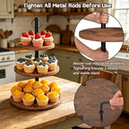 Cupcake Stand, 2 Pack Rustic Wood 3 Tier Cake Stand, Serving Tray in Rustic Brown, alternate view 6