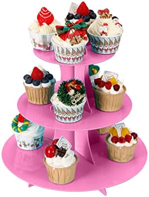 Cupcake Stand 2Pcs, 3-Tier Cupcake Stand Display, Cardboard Cup Cake Tower Stand, Disposable Dessert Stand for, alternate