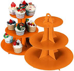 Cupcake Stand 2Pcs, 3-Tier Cupcake Stand Display, Cardboard Cup Cake Tower Stand, Disposable Dessert Stand for