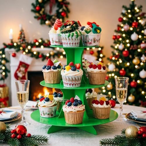 Cupcake Stand 2Pcs, 3-Tier Cupcake Stand Display, Cardboard Cup Cake Tower Stand, Disposable Dessert Stand for, alternate