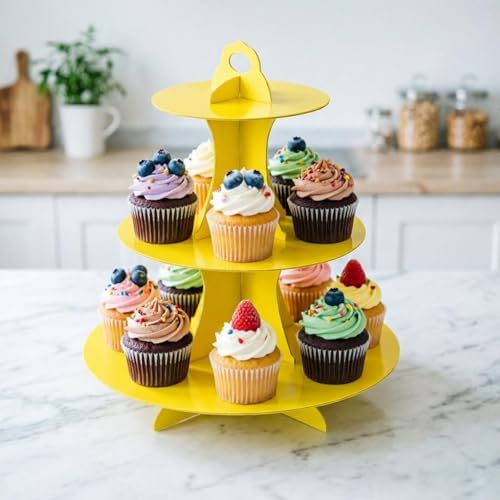 Cupcake Stand 2Pcs, 3-Tier Cupcake Stand Display, Cardboard Cup Cake Tower Stand, Disposable Dessert Stand for, alternate