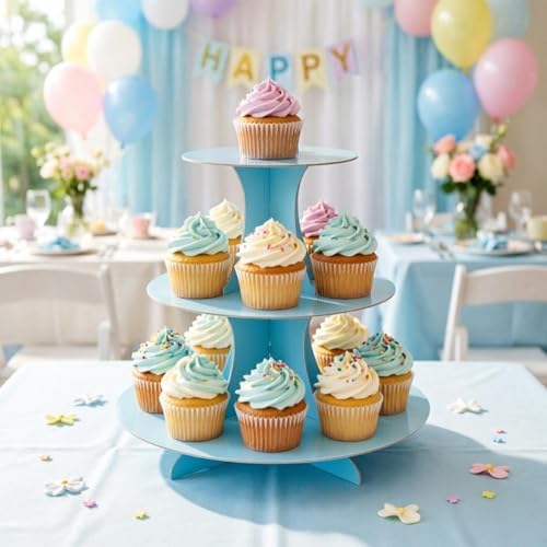 Cupcake Stand 2Pcs, 3-Tier Cupcake Stand Display, Cardboard Cup Cake Tower Stand, Disposable Dessert Stand for, alternate