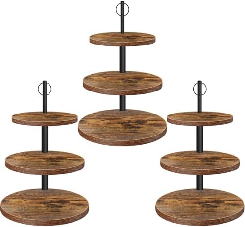 Cupcake Stand, 3 Tier Cake Stand Rustic Dessert Table Display Set, 3 Pack in Wood