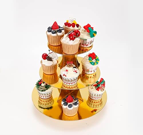 Cupcake Stand, 3-Tier Cupcake Stand Display, Cardboard Cup Cake Tower Stand, Disposable Dessert Stand for