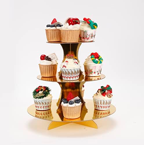 Cupcake Stand, 3-Tier Cupcake Stand Display, Cardboard Cup Cake Tower Stand, Disposable Dessert Stand for, alternate view 2