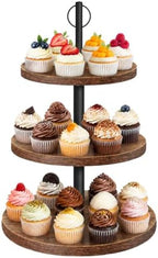 Cupcake Stand, 3 Tier Cupcake Stand Rustic Dessert Table Display Set in Wood