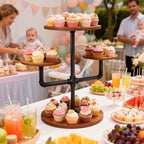 Cupcake Stand, 3 Tier Cupcake Tower Wood Cake Stand with Tiered Tray Stand 2 Pack Rustic Dessert Table Display, alternate