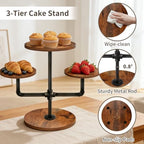 Cupcake Stand, 3 Tier Cupcake Tower Wood Cake Stand with Tiered Tray Stand 2 Pack Rustic Dessert Table Display, alternate