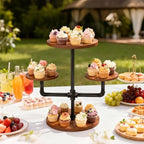Cupcake Stand, 3 Tier Cupcake Tower Wood Cake Stand with Tiered Tray Stand 2 Pack Rustic Dessert Table Display, alternate