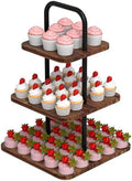 Cupcake Stand, 3-Tier Dessert Stand for 32 Cupcakes, Wood & Metal Tower Display Premium Holder Dessert Tree