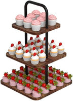 Cupcake Stand, 3-Tier Dessert Stand for 32 Cupcakes, Wood & Metal Tower Display Premium Holder Dessert Tree