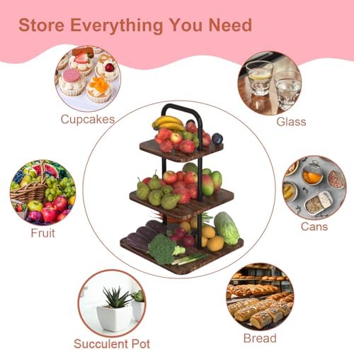 Cupcake Stand, 3-Tier Dessert Stand for 32 Cupcakes, Wood & Metal Tower Display Premium Holder Dessert Tree, alternate view 4