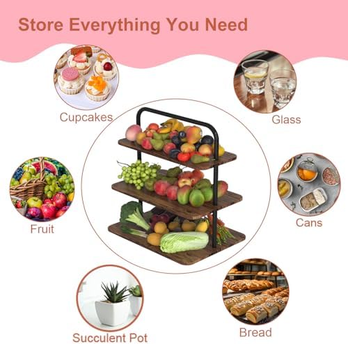 Cupcake Stand, 3-Tier Dessert Stand for 52 Cupcakes, Wood & Metal Tower Display Premium Holder Dessert Tree, alternate view 4