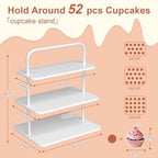 Cupcake Stand, 3-Tier Dessert Stand for 52 Cupcakes, Wood & Metal Tower Display Premium Holder Dessert Tree, alternate view 2