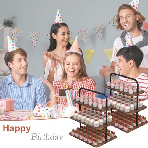 Cupcake Stand, 3-Tier Dessert Stand for 52 Cupcakes, Wood & Metal Tower Display Premium Holder Dessert Tree, alternate view 2