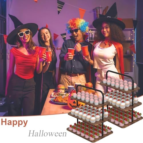 Cupcake Stand, 3-Tier Dessert Stand for 52 Cupcakes, Wood & Metal Tower Display Premium Holder Dessert Tree, alternate view 6