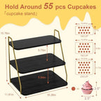 Cupcake Stand, 3-Tier Dessert Stand for 55 Cupcakes, Wood & Metal Tower Display Premium Holder Dessert Tree, alternate view 3