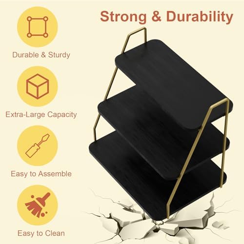 Cupcake Stand, 3-Tier Dessert Stand for 55 Cupcakes, Wood & Metal Tower Display Premium Holder Dessert Tree, alternate view 4