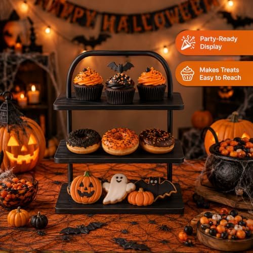Cupcake Stand, 3 Tier Halloween Rustic Cupcake Display Stand Large Wood Dessert Table Display Set Cupcake Tower, alternate