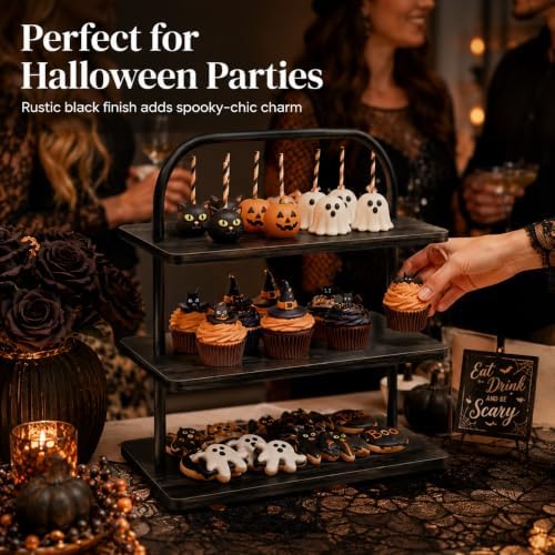 Cupcake Stand, 3 Tier Halloween Rustic Cupcake Display Stand Large Wood Dessert Table Display Set Cupcake Tower, alternate