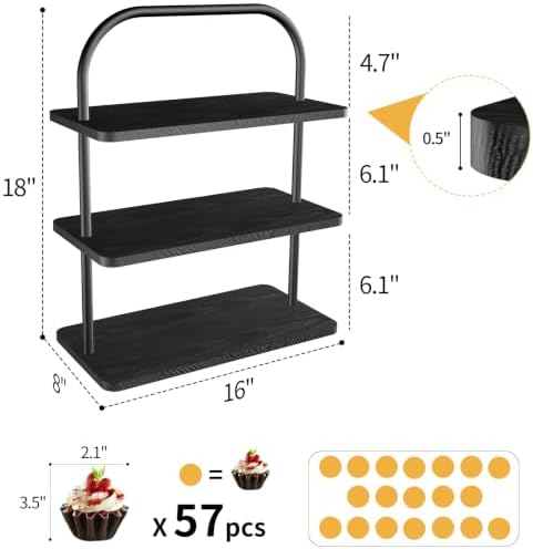 Cupcake Stand, 3 Tier Halloween Wood Large Dessert Stand Cupcake Display Stand Cupcake Tower for Farmhouse, alternate view 2