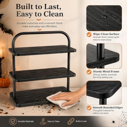 Cupcake Stand, 3 Tier Halloween Wood Large Dessert Stand Cupcake Display Stand Cupcake Tower for Farmhouse, alternate view 5