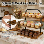 Cupcake Stand, 3 Tier Large Cupcake Stand Rustic Stepped Cupcake Display Stand Square Wood Dessert Table Display, alternate