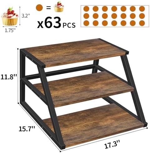 Cupcake Stand, 3 Tier Large Rustic Cupcake Display Stand Square Wood Dessert Table Display Set Cupcake Tower, alternate view