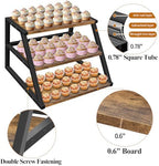 Cupcake Stand, 3 Tier Large Rustic Cupcake Display Stand Square Wood Dessert Table Display Set Cupcake Tower, alternate view