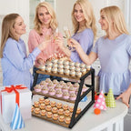 Cupcake Stand, 3 Tier Large Rustic Cupcake Display Stand Square Wood Dessert Table Display Set Cupcake Tower, alternate view