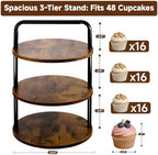 Cupcake Stand, 3 Tier Large Rustic Wooden Cupcake Tower for 50 Cupcakes in Rustic 2Pack, alternate view 3