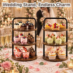 Cupcake Stand, 3 Tier Large Rustic Wooden Cupcake Tower for 50 Cupcakes in Rustic 2Pack, alternate view 4
