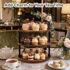 Cupcake Stand, 3 Tier Large Rustic Wooden Cupcake Tower for 50 Cupcakes in Rustic 2Pack, alternate view 5