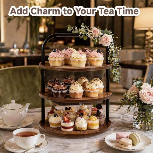 Cupcake Stand, 3 Tier Large Rustic Wooden Cupcake Tower for 50 Cupcakes in Rustic 2Pack, alternate view 5