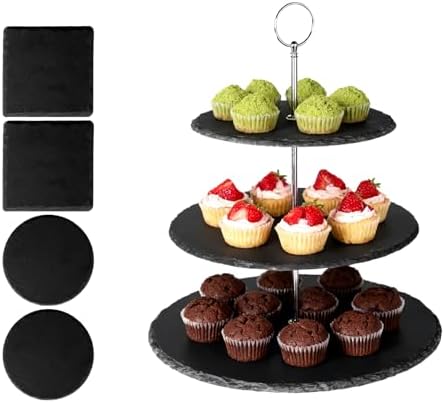 Cupcake Stand, 3 Tier Slate Cupcake Tower for Tea Party/Birthday/Wedding, Heat Resistant Cup Cake Tower Stand