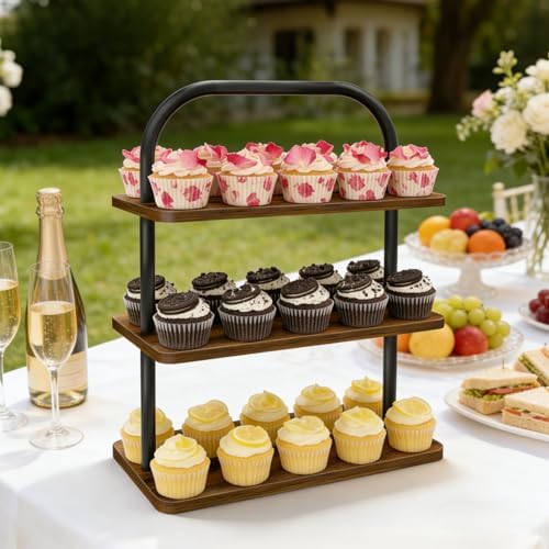 Cupcake Stand, 3 Tier Wood Large Dessert Stand Cupcake Display Stand Cupcake Tower for Farmhouse Decor, Party, alternate view