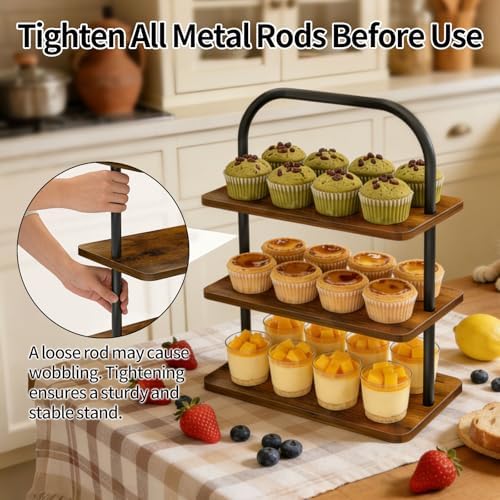 Cupcake Stand, 3 Tier Wood Large Dessert Stand Cupcake Display Stand Cupcake Tower for Farmhouse Decor, Party, alternate view