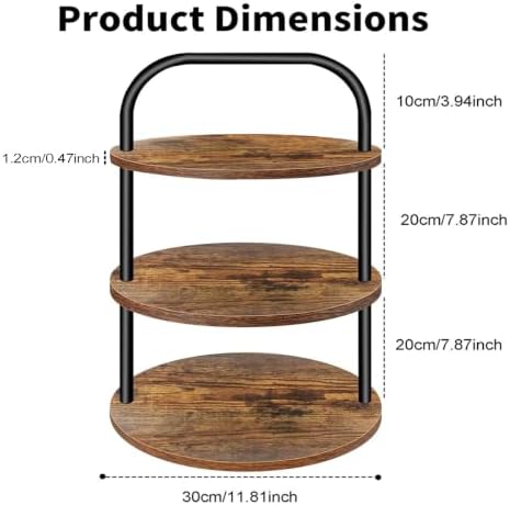 Cupcake Stand, 3 Tier Wooden Cake Stand for 24 Cupcakes in Brown, alternate view 3