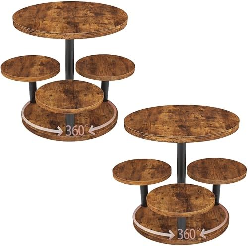Cupcake Stand, 360° Rotating Industrial Wood Cupcake Tower Stand, 2 Pack in Black