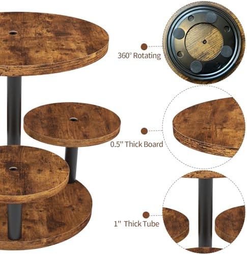 Cupcake Stand, 360° Rotating Industrial Wood Cupcake Tower Stand, 2 Pack in Black, alternate view 3