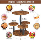 Cupcake Stand, 360° Rotating Industrial Wood Cupcake Tower Stand, 2 Pack in Black, alternate view 4
