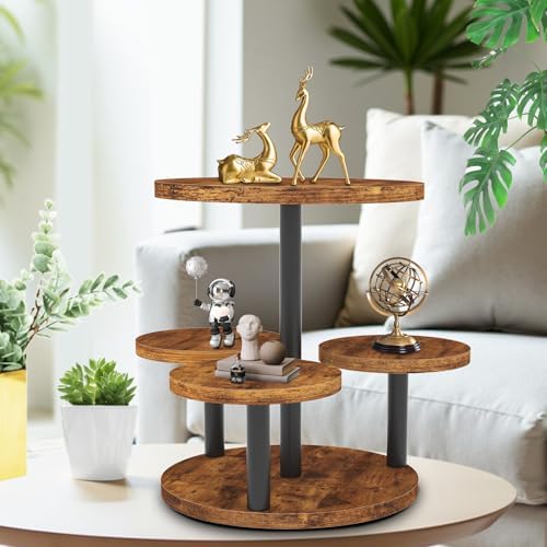 Cupcake Stand, 360° Rotating Industrial Wood Cupcake Tower Stand, 2 Pack in Black, alternate view 6