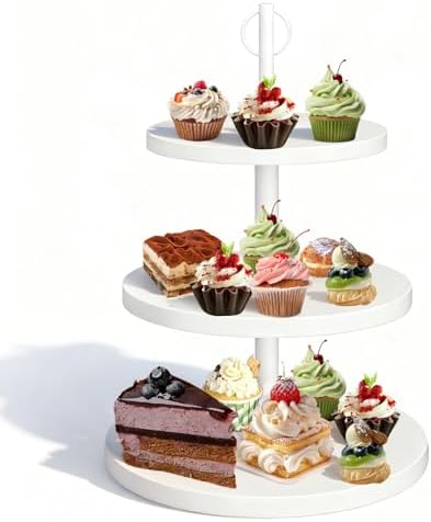 Cupcake Stand,3Tier Round Rustic Cupcake Stand Holds 50Cupcakes in White 1