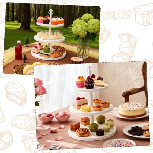 Cupcake Stand,3Tier Round Rustic Cupcake Stand Holds 50Cupcakes in White 1, alternate view 4